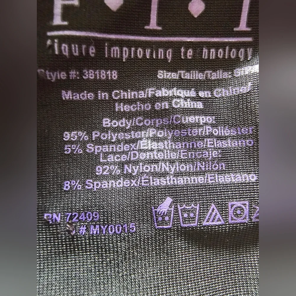 F.I.T. Figure Improving Technology  Black w/ Lace PushUp Padded Bra Shapewear - Picture 7 of 8